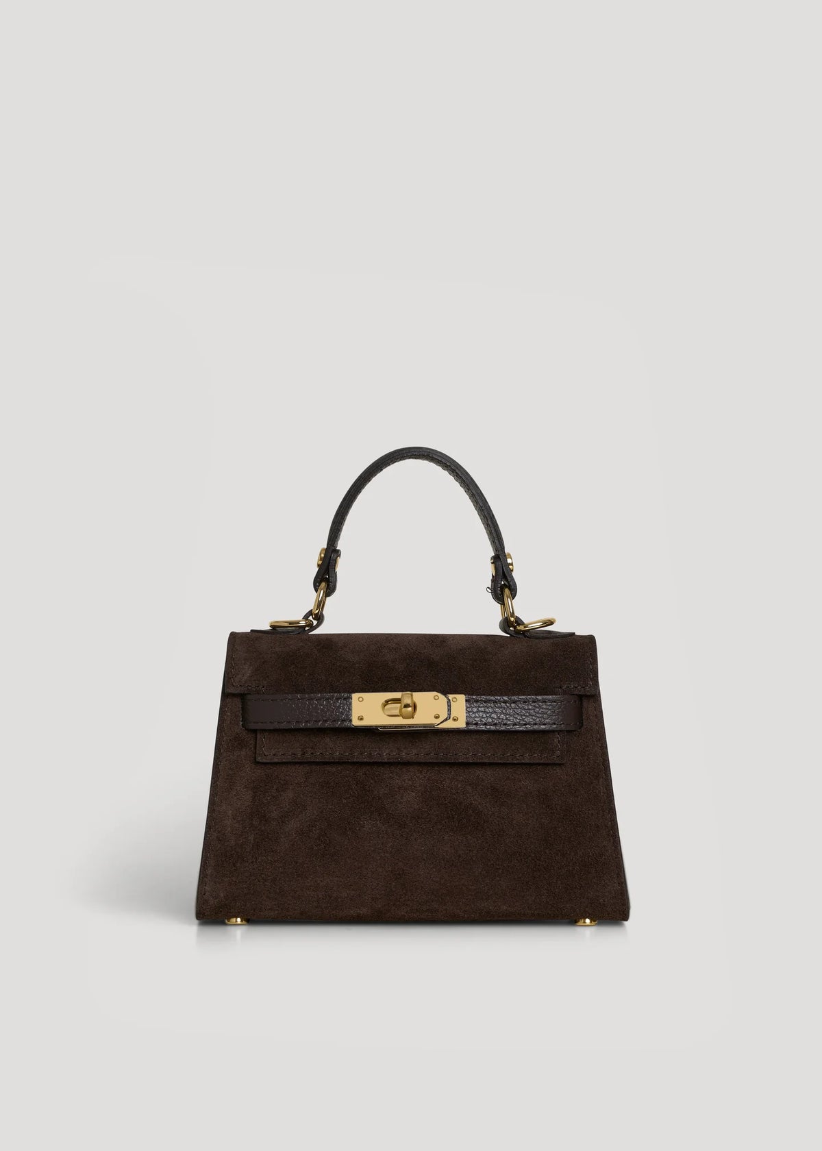Geantă LINA mini espresso - detaliu material piele
