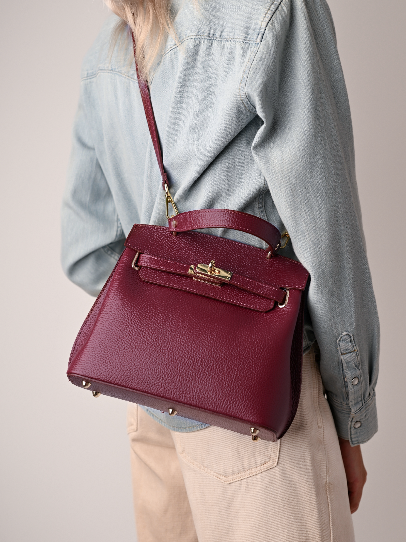 MIA BURGUNDY, PIELE NATURALĂ.