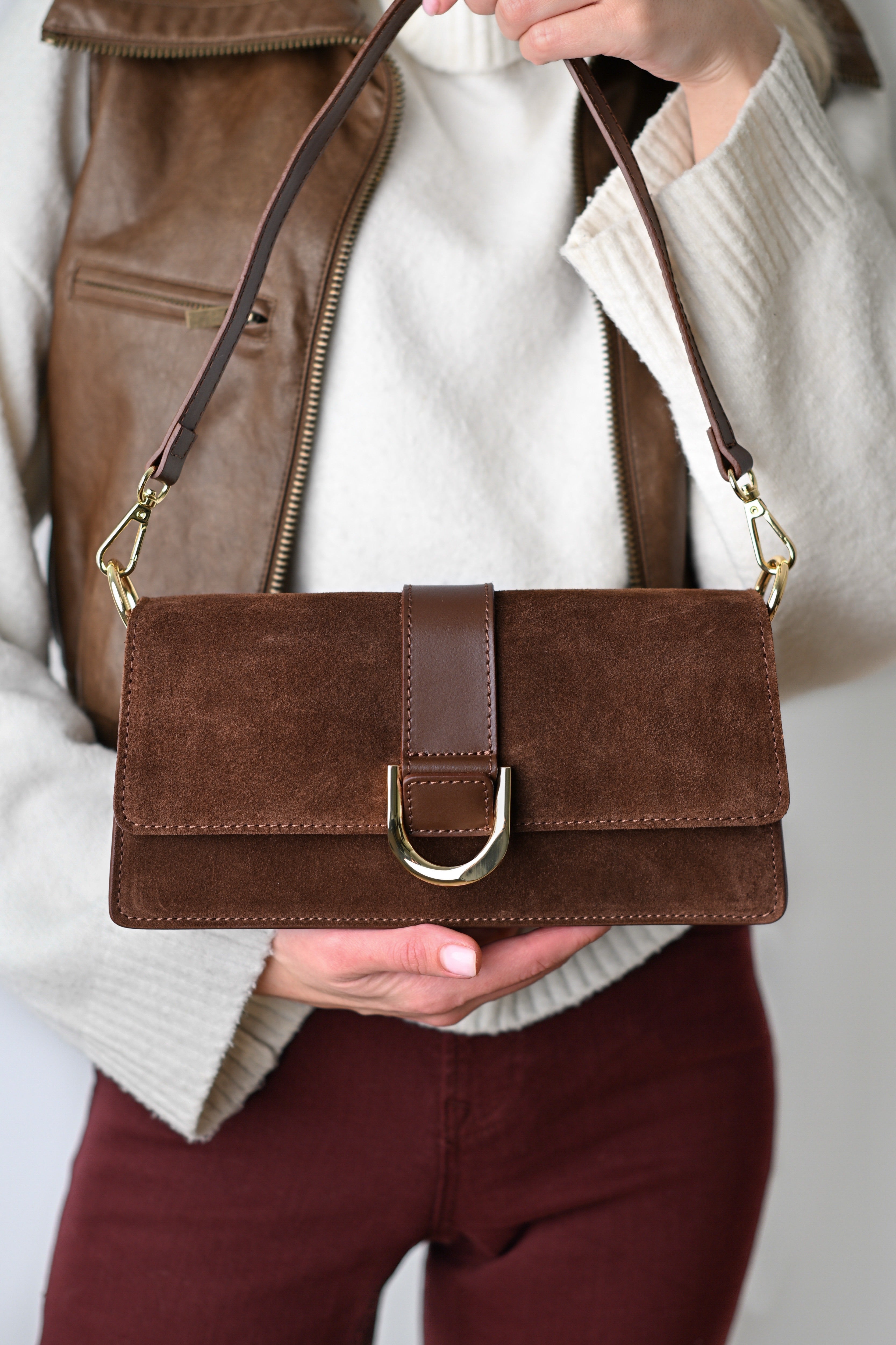 ALEXIA MARO CIOCOLATIU, VELUR, PIELE NATURALĂ..