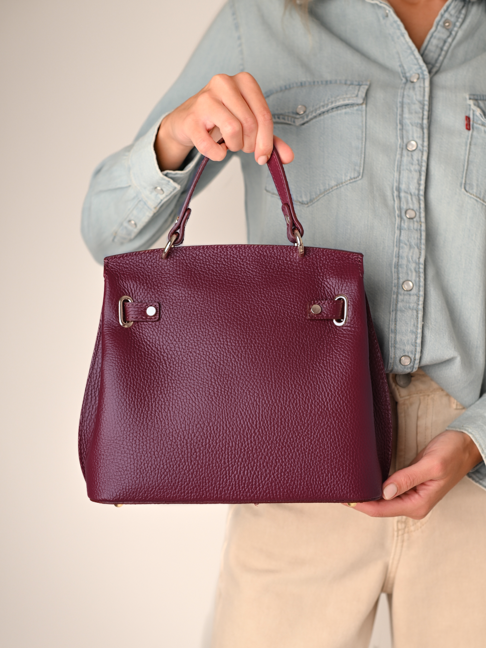 MIA BURGUNDY, PIELE NATURALĂ.