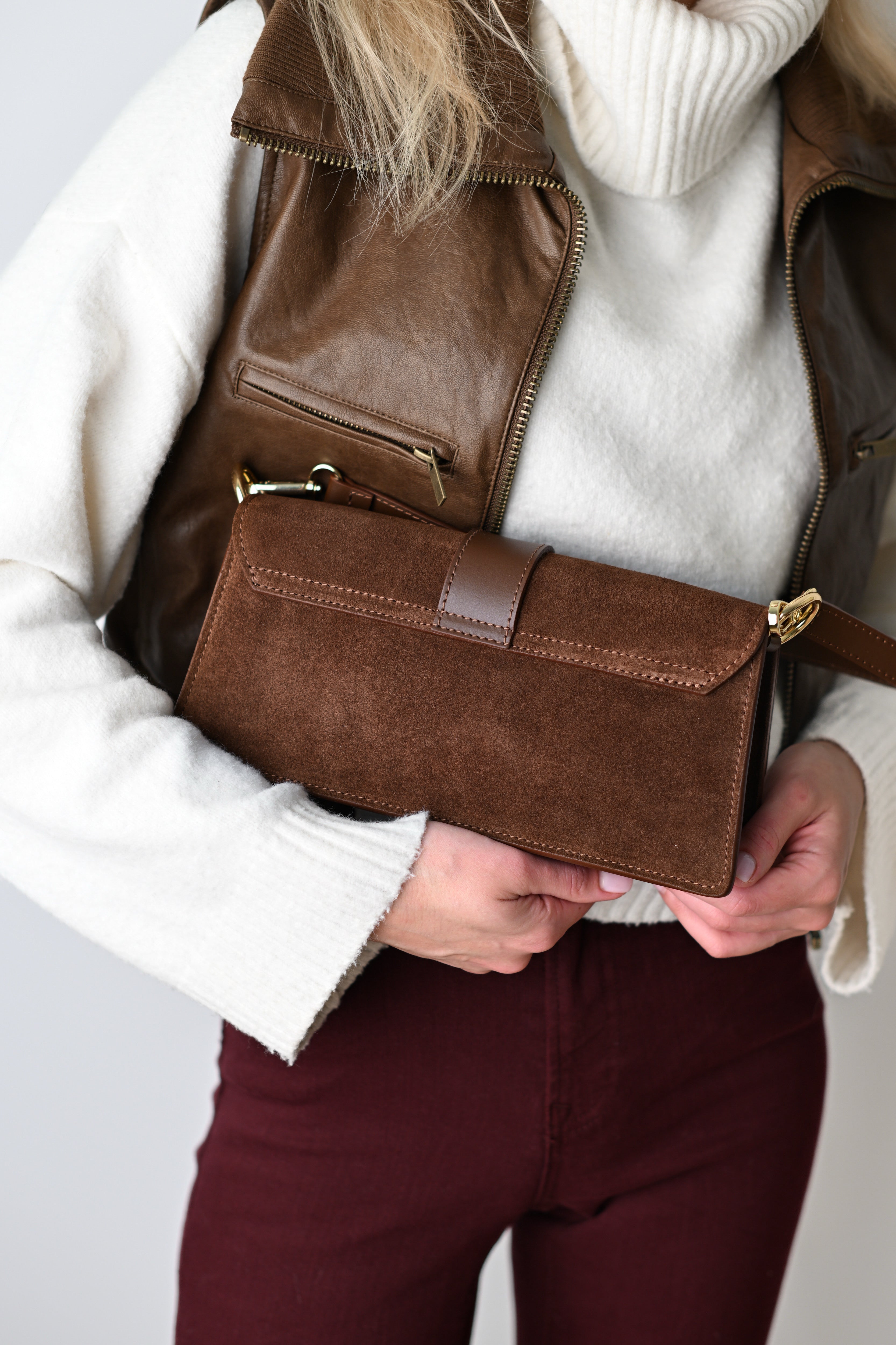 ALEXIA MARO CIOCOLATIU, VELUR, PIELE NATURALĂ..